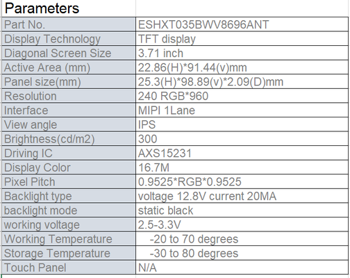 3.71 Inch Bar Type LCD Display with 240(RGB) x 960 Dots and MIPI Interface for Home Appliances
